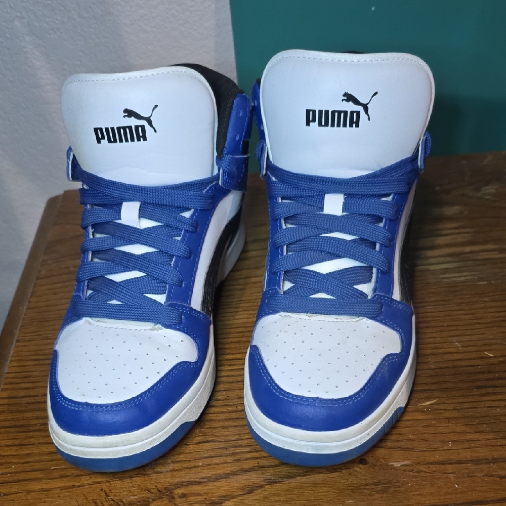 Puma Blue and White High-Top Sneakers
